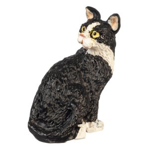 CAT LOOKING BACK/BL/WHT