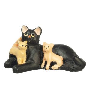 CAT W/KITTENS/BLACK