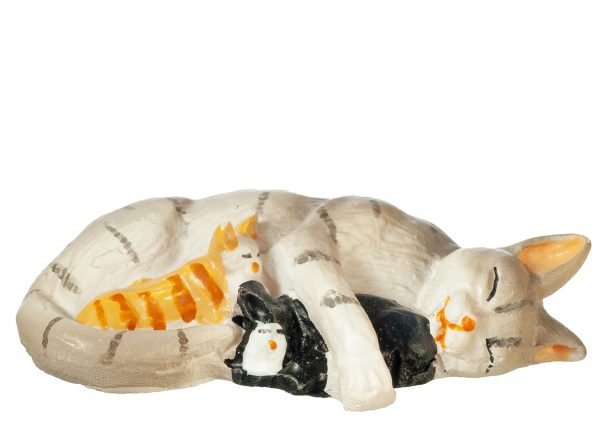 CAT W/KITTENS/GRAY