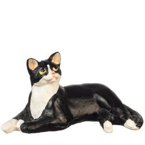LAYING CAT/BLACK/WHITE