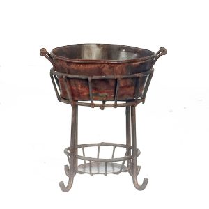 SMALL RUSTED TUB W/STAND
