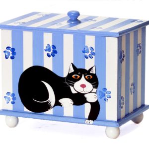 BLUE PAW PRINT CAT CONTNR