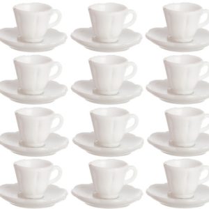 12 CUPS & 12 SAUCERS/WHIT