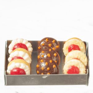 DONUTS IN METAL TRAY