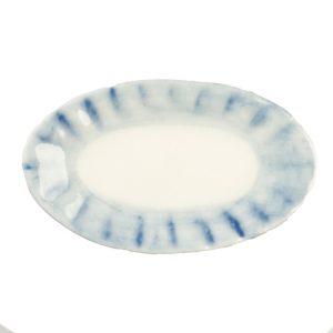 OVAL CER.PLATE/BLUE TRIM