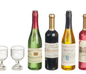 4 WINE BOTTLES/4 GLASSES