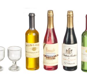 4 WINE BOTTLES/4 GLASSES