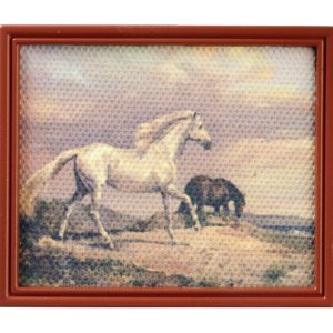 HORSES IN BROWN FRAME