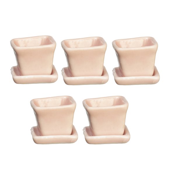 5 PINK CERAMIC POTS/BASES