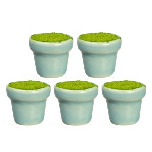 BLUE CERAMIC POTS/FILLD/5