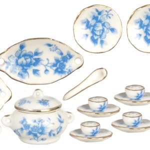 PORC.TEA SET/18pcs/BLUE