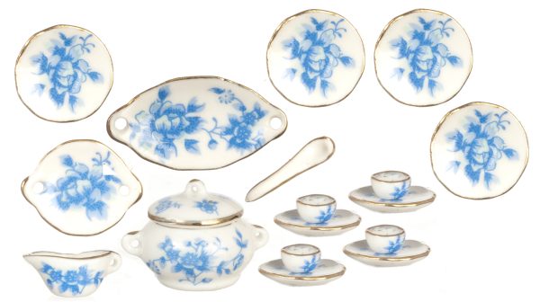 PORC.TEA SET/18pcs/BLUE
