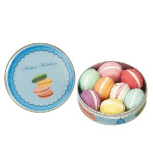 ROUND TIN BOX W/MACARON