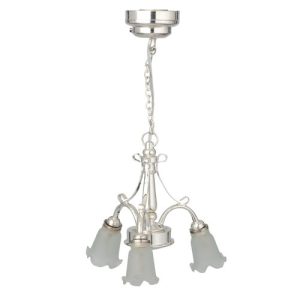LED SILVER 3-ARM CHANDEL.
