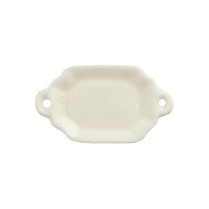 WHITE SERVING PLATE/HANDL