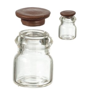 GLASS JAR WITH WALNUT LID