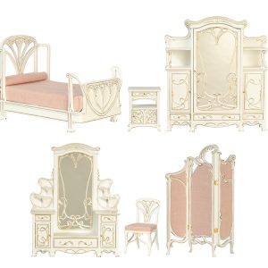 ART NOUVEAU BED SET/6/WH