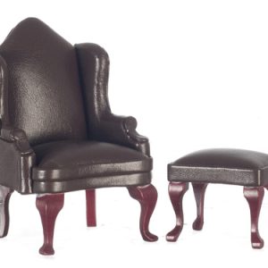 WING CHAIR/OTTOMAN/BROWN