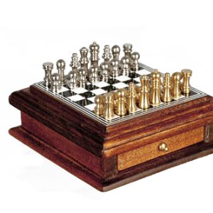 CHESS/BOARD W/DRAWER/WALN