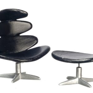 MODERN CHAIR/OTTOMAN/BK