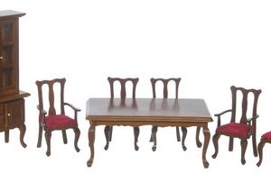 DINING SET/8/RED/WALN/CB