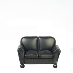 RS LEATHER LOVESEAT/BLAC!