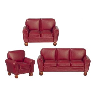 RS LEATHER SOFA SET/3/BU