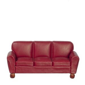 RS LEATHER SOFA/BURGUNDY