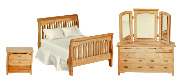 SLAT BEDROOM SET/3/OAK