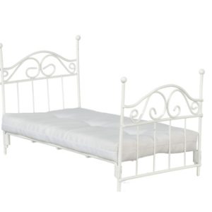 WHITE SINGLE BED W/MAT.