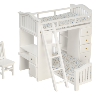 BUNKBED SET W/DESK/CHR/WH