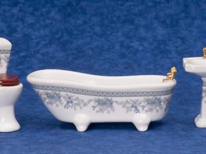 BLUE FLORAL BATH SET/3/CS