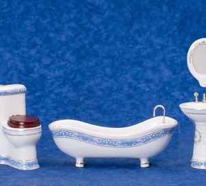 BATH SET/5/WH W/BL.TRIM