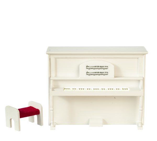 UPRIGHT PIANO/BENCH/WHT