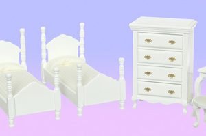 TWIN BEDROOM SET/6/WH/CS