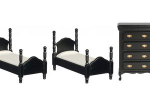 TWIN BEDROOM SET/6/BLK/CS