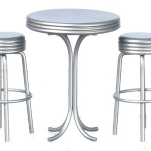 TALL TABLE W/2 STOOLS/SIL