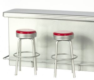 1950'S COUNTER/3-STLS/RED