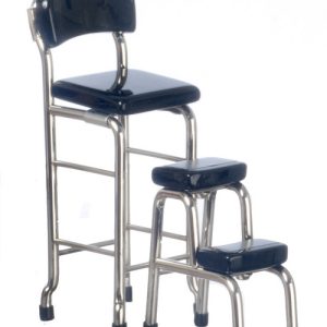 KITCHEN STOOL W/STEPS/BLK