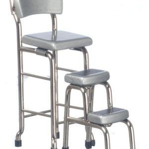 KITCHEN STOOL W/STEP/SILV