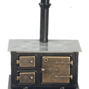 BLACK METAL STOVE W/SILV.