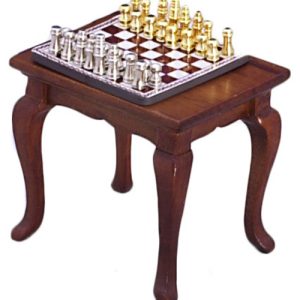 CHESS TABLE & SET/WALN/CB