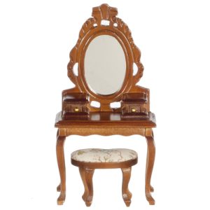 VANITY W/STOOL/WALNUT