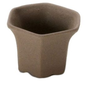 LARGE BROWN HEX POT