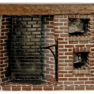 RED BRICK WALK-IN FIREPL.