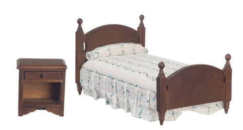 BED SET/2/RED STRIPE/WALN