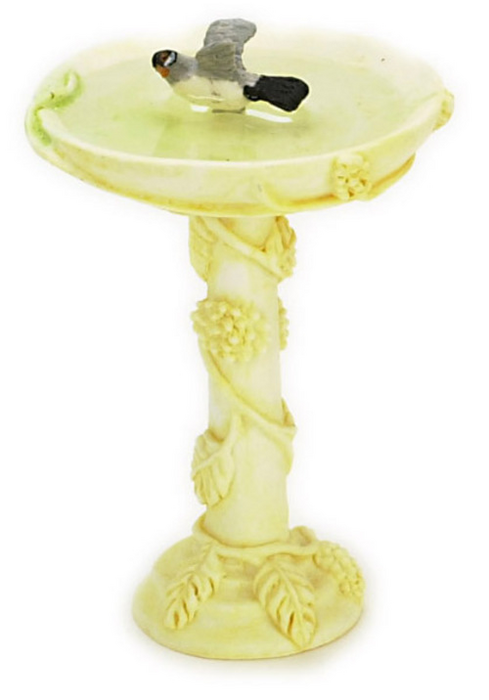 BIRDBATH W/BIRD/IVORY/2