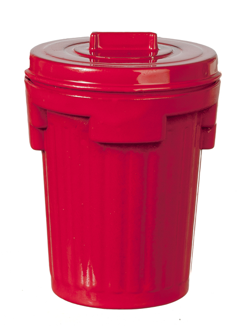 METAL GARBAGE CAN/RED