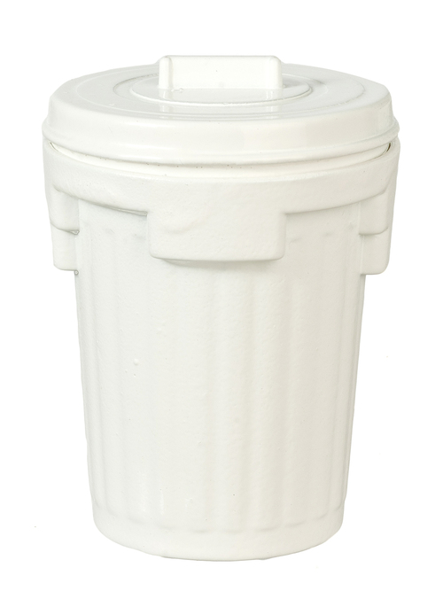 METAL GARBAGE CAN/WHITE