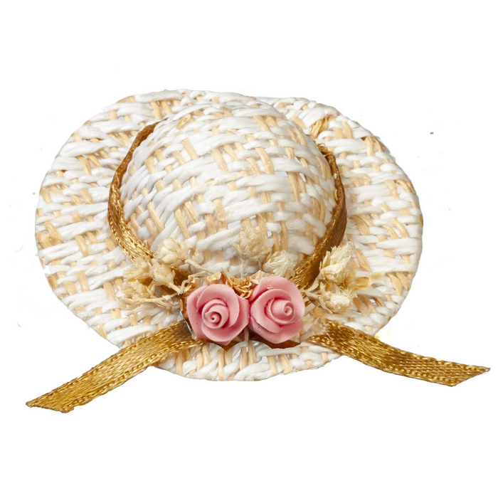 STRAW HAT W/PINK FLOWER